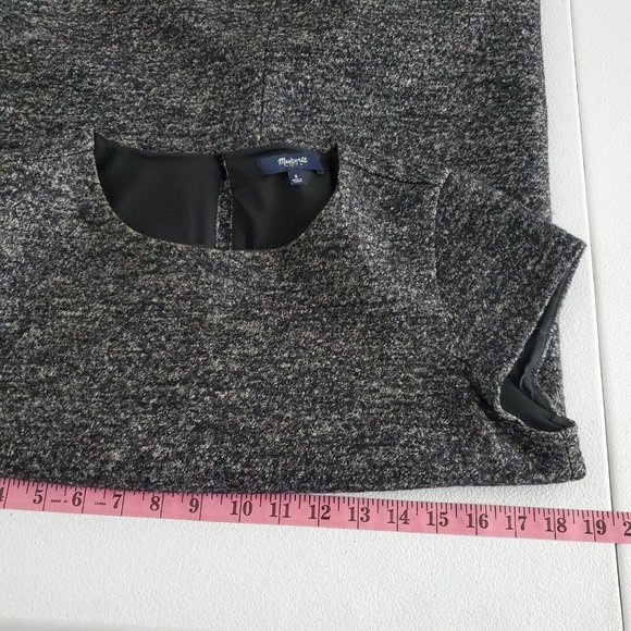 Madewell Womens Wool Blend Mini Dress Size S Black Leather Pockets Short Sleeve - Picture 6 of 8